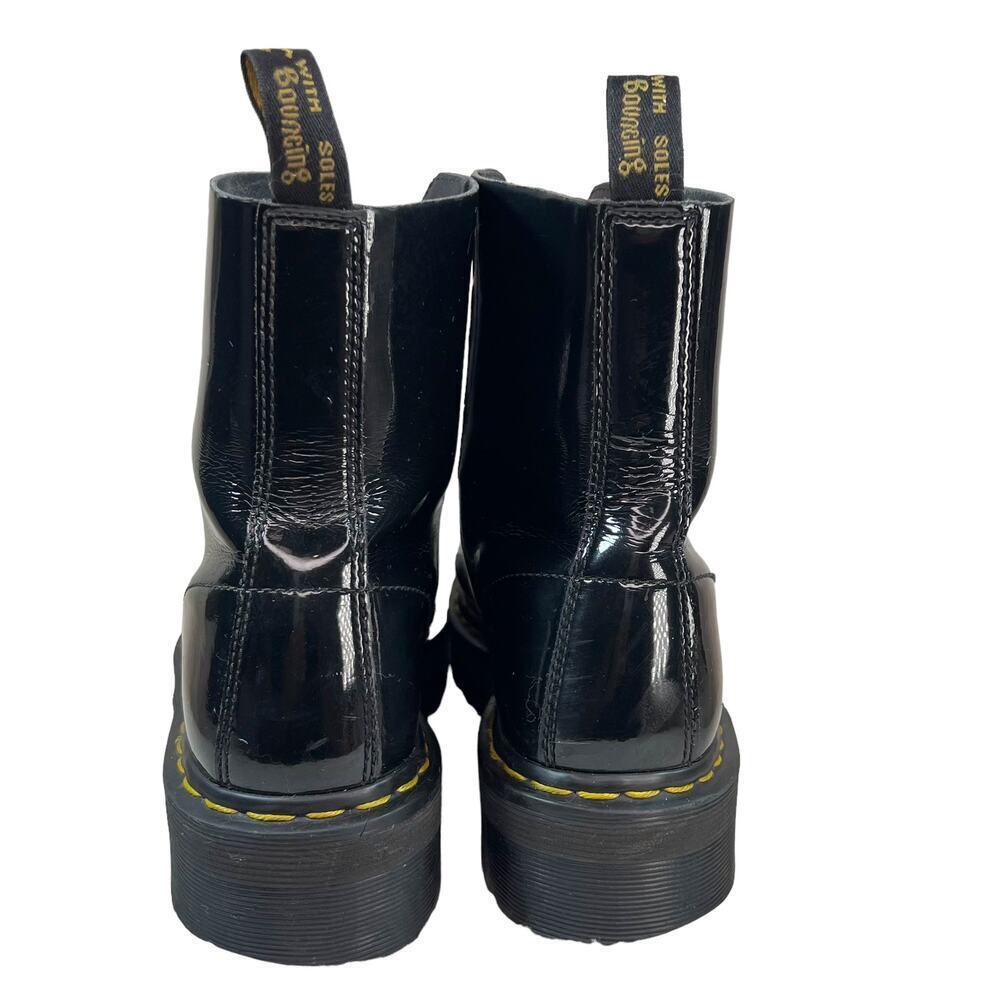 Dr Martens Molly Bouncing Soles Combat Ribbon Laced Boots Black Leather Size 10 - Picture 4 of 5
